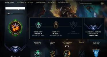 Conta Platina 4 com 77 skins e 77 champs +4 Prestigios