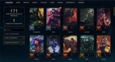 Conta Platina 4 com 77 skins e 77 champs +4 Prestigios