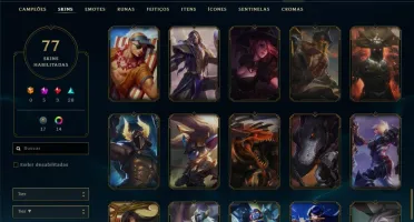 Conta Platina 4 com 77 skins e 77 champs +4 Prestigios