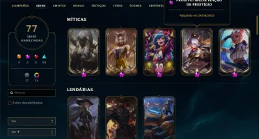 Conta Platina 4 com 77 skins e 77 champs +4 Prestigios