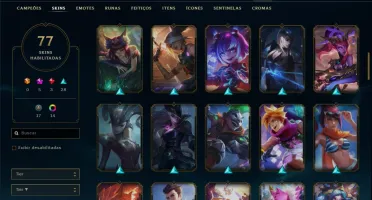 Conta Platina 4 com 77 skins e 77 champs +4 Prestigios
