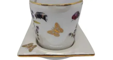 Xícara de Porcelana com Pires - Borboleta e Ouro