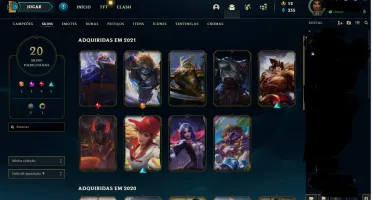 CONTA COM 8 GEMAS 20 SKINS 1010 ESPOLIOS EZREAL ULTIMATE
