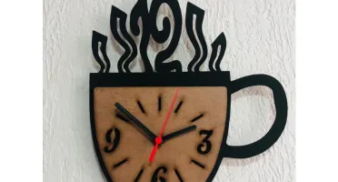 Relógio Xícara de Café em MDF 30 x 26 cm