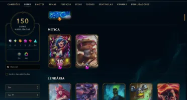 Conta LoL LVL  363 Com 150 skins e pequenas lendas