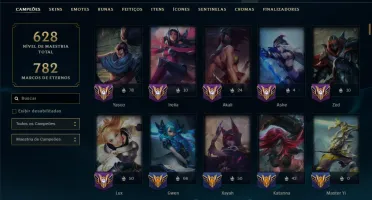 Prata 4 com TODOS os Champs e 181 Skins ( MID / ADC )