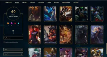 Conta bronze 4 com 49 skins e 109 champs