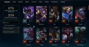 Conta bronze 4 com 49 skins e 109 champs