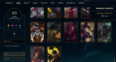 Conta bronze 4 com 49 skins e 109 champs