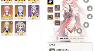 CONTA GENSHIN AR50 c/ HUTAO, LANÇA DE JADE, ATLAS, ZHONG E+