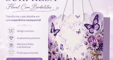 Kit 15 Sacolinhas Flores e Borboletas - Pegue e Monte
