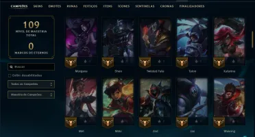 Mestre com 90 Champs e 19 Skins +1 Prestigio