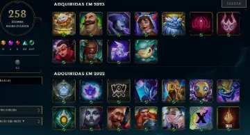 Conta antiga 2014 LoL lvl 277 com 180 skins 800k+ Lee Sin