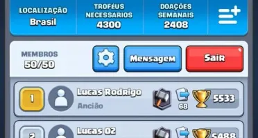 Conta Clash Royale Nível 13 líder de clã 2200k
