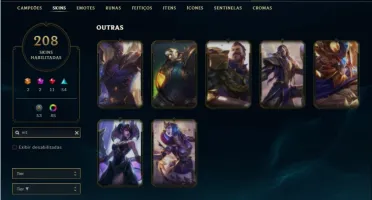 Conta ouro 3 com TODOS os champs e 208 Skins + 7 Vitoriosas
