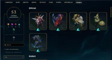 Conta ouro 3 com TODOS os champs e 208 Skins + 7 Vitoriosas