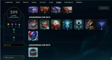 Conta ouro 3 com TODOS os champs e 208 Skins + 7 Vitoriosas