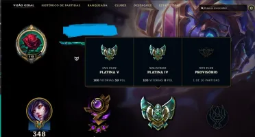 Conta LoL /Platina 4 soloq /Platina 5 FLEX/ Skin mística Kog