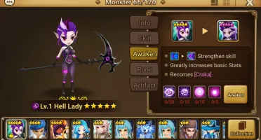 Reroll Summoners War lvl10 com Hell Lady Dark - Craka