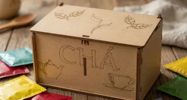 Caixa de chá mdf com divisória personalizada 15x08x08
