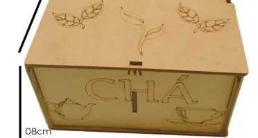 Caixa de chá mdf com divisória personalizada 15x08x08