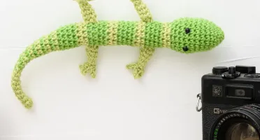 Lagartixa Verde Clara em Crochê Amigurumi