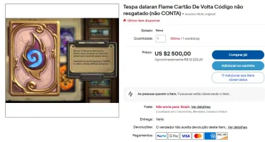 Cardback Chama De Dalaran - Rarissimo!! Conta De Hearthstone