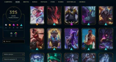 Conta no LOL com mais de 325 Skins e 35 cromas