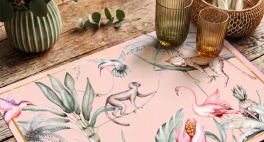 Jogo Americano de Papel - Selva Tropical Rosa (12 Unidades)