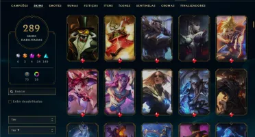 Unranked com TODOS os champs e 289 Skins ( ADC / SUP / MID )