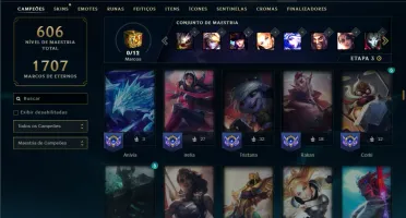 Unranked com TODOS os champs e 289 Skins ( ADC / SUP / MID )