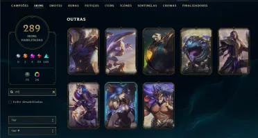 Unranked com TODOS os champs e 289 Skins ( ADC / SUP / MID )