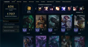 Unranked com TODOS os champs e 289 Skins ( ADC / SUP / MID )