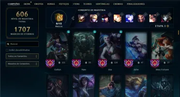 Unranked com TODOS os champs e 289 Skins ( ADC / SUP / MID )