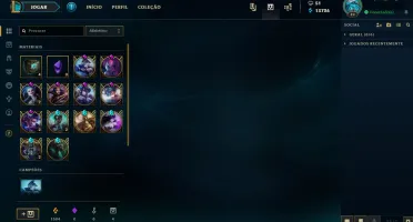 CONTA LEAGUE OF LEGENDS / PLATINA / 98 CHAMPS / 59 SKINS