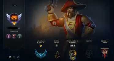 Conta LOL nv 224, Pltna 5, único dono, 317 Skins.
