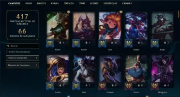Conta prata 3 com 145 champs e 83 skins ( 300k de Riven )