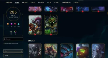 Conta League of Legends com 285 Skins
