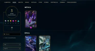 Unranked com 35 Champs e 3 Skins