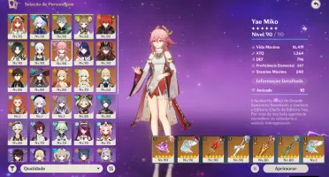GENSHIN IMPACT - AR58, 18 Personagens T5 e 7 armas T5