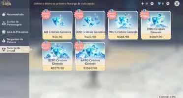 AR 35 Ganyu / Eula / Kazuha e Kequing Conta Genshin Impact