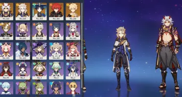 AR40 Itto, Albedo, Andarilho, Diluc + chifres vermelhos