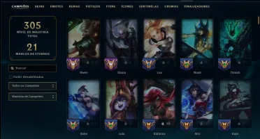 Diamante 2 com TODOS os Champs e 114 Skins +12 Vitoriosas