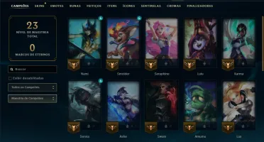 Ouro 4 com 30 Champs e 7 Skins