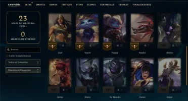 Ouro 4 com 30 Champs e 7 Skins