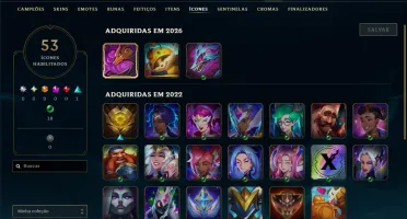 Ouro 4 com 30 Champs e 7 Skins