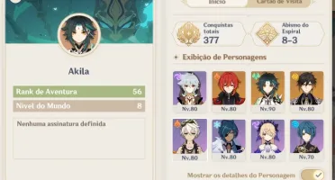 Conta level 56, Zhong, Xiao, Venti, kazuha e muito mais