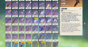 Conta level 56, Zhong, Xiao, Venti, kazuha e muito mais