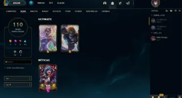 CONTA LOL NIVEL 103 COM 2 SKINS ULTIMATE ! MUITA COISA