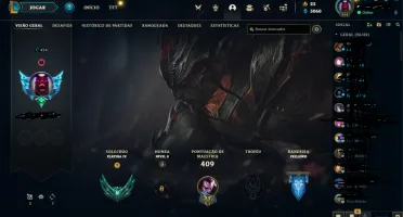 Conta de Lol Plat 3 +100 skins 1 ultimate 2 misticas 8 lenda
